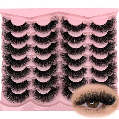 Fluffy Lashes Mink Wispy Cat Eye Faux Mink Lashes Pack Soft Fake Strip Eyelashes