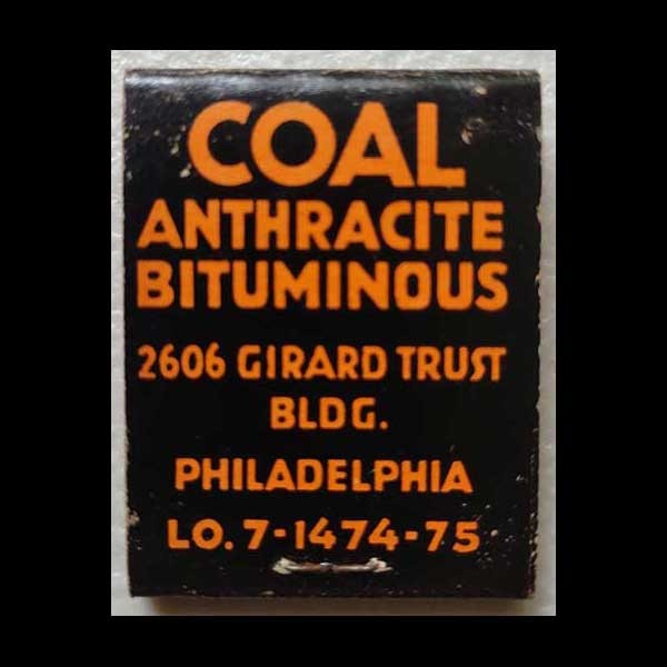 Vintage Full Feature Matchbook Chas. D. Norton Coal Co. Philadelphia, PA