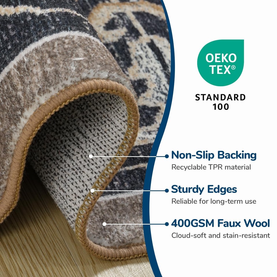 Area Rugs 5x7, Machine Washable Area Rug, Super Soft Faux-Wool Area ...