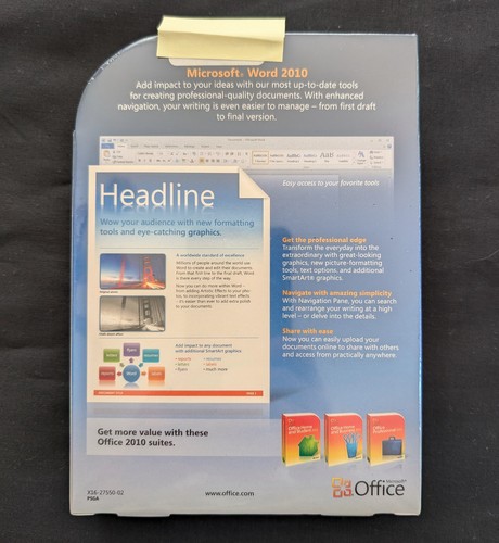 NEW Microsoft MS Office Word 2010 Licensed for PCs Full English Retail Version - Afbeelding 2 van 4