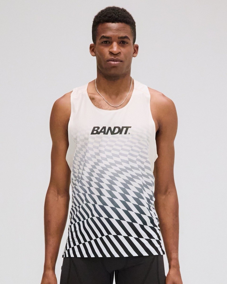 BANDIT RUNNING - DRIFT™ MOSAIC RACING SINGLET TANK- BLACK