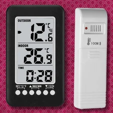 Wireless Indoor/Outdoor Digital Thermometer with Remote Sensor - LCD Temperature
