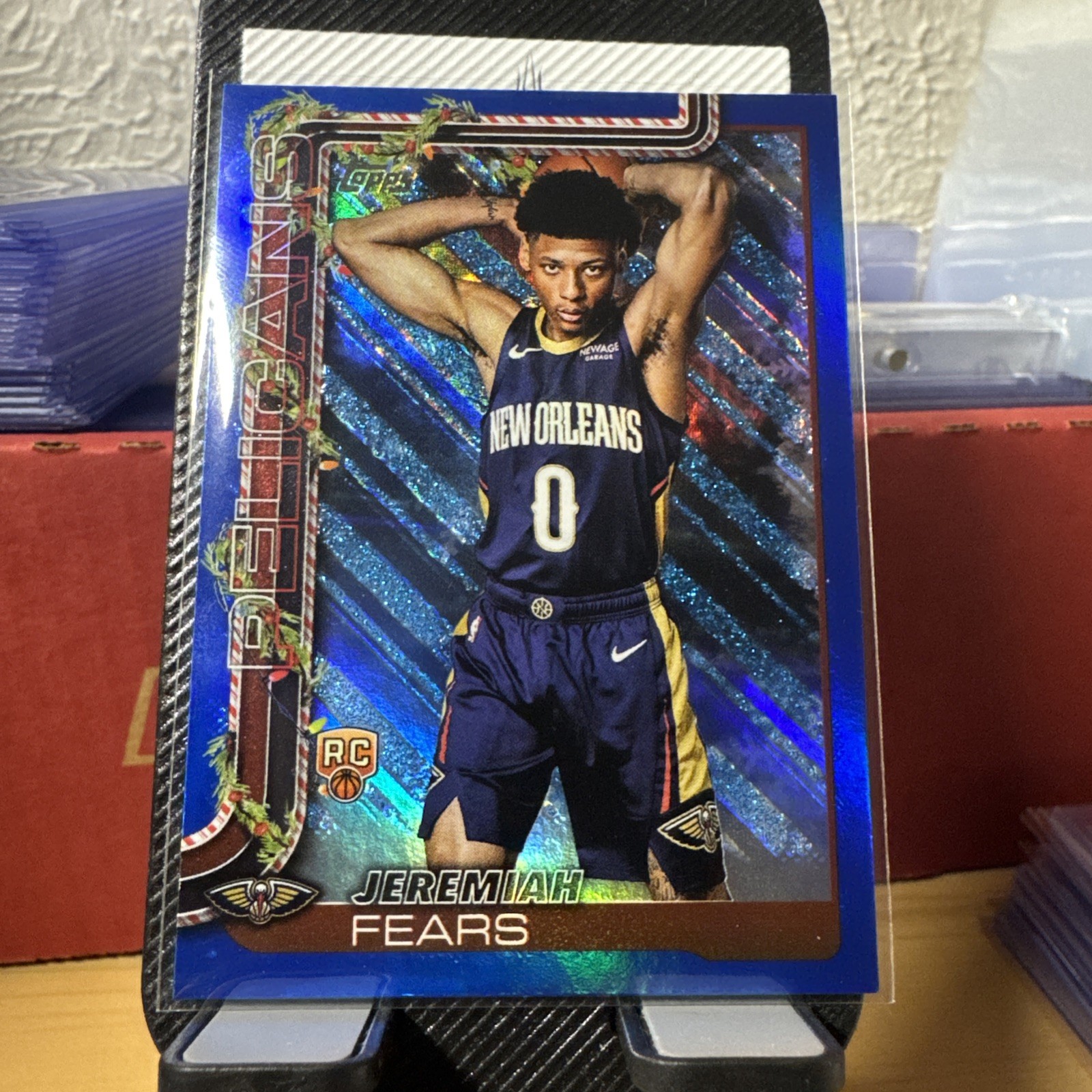 Jeremiah Fears 2025-26 Topps Holiday Blue Metallic Glitter #H167 Pelicans