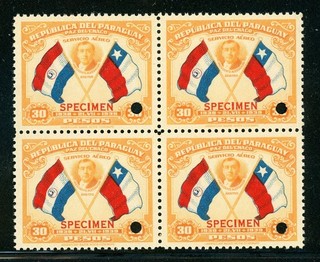 PARAGUAY MNH Specialized ABNCo SPECIMEN: Scott #C117 30P Chaco Block of 4 #2 $$$