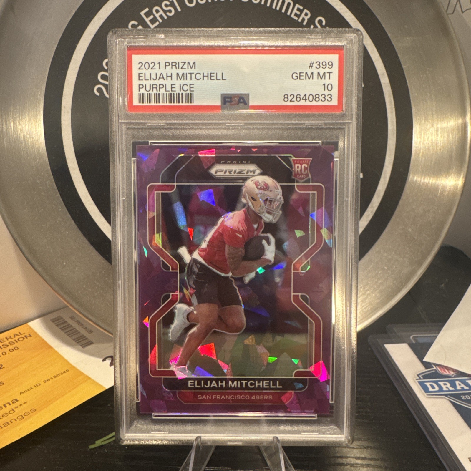 2021 Panini Prizm - Rookie Elijah Mitchell #399 Purple Ice Prizm /225 PSA 10