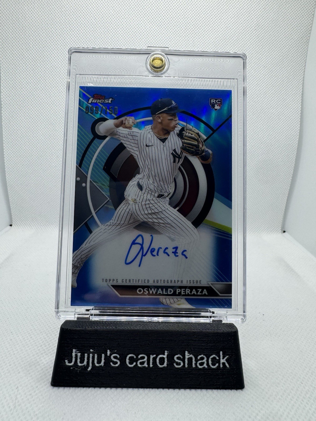 2023 Finest Oswald Peraza Auto RC Blue Refractor Rookie #/150 Yankees