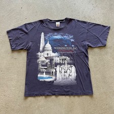 Vintage Smithsonian Institution Shirt XL Blue Washington DC USA Eagle Monuments