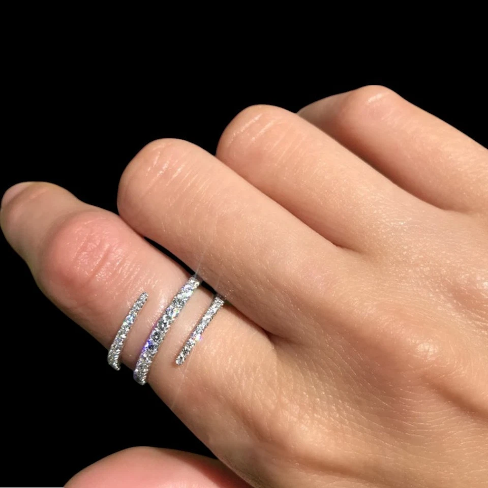 Engagement Eternity Band 18k White Gold Lab Grown Round 0.5 Carat Diamond Size 8 - Image 3 of 4