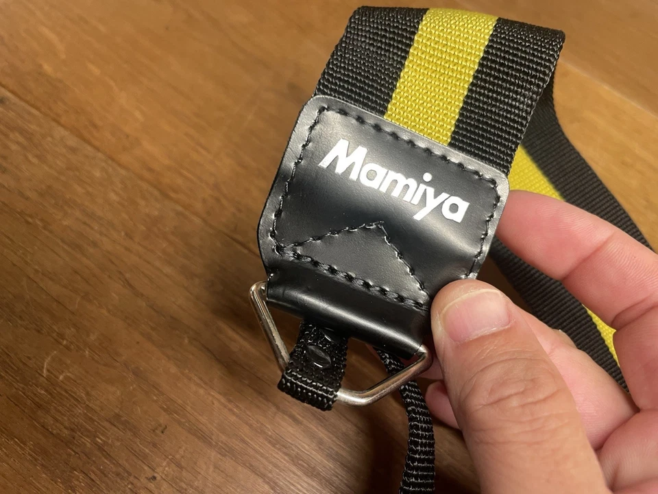 *Color raro: COMO NUEVO* Correa de cámara Mamiya genuina negra y amarilla con asas de JPN Foto 4 de 4