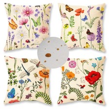 Outdoor Waterproof Spring Summer Pillow Covers 16x16 Inch Set Of 4 Floral Farmho