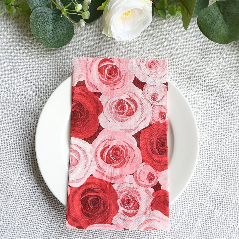50 Paper Disposable Dinner Napkins with Rose Print Party Decorations - Image 3 of 4