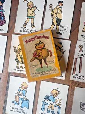 Happy Families Game 1900s,Linda Egerton Chad Valley Grotesque Antique 40 complet