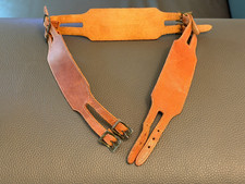 Rare Vintage 1940's Brown Leather 2 Strap Double Buckle Waist Belt