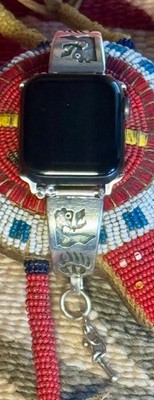 Native American Sterling Silver Band Modified To Fit All Apple Watches Vtg OOAK