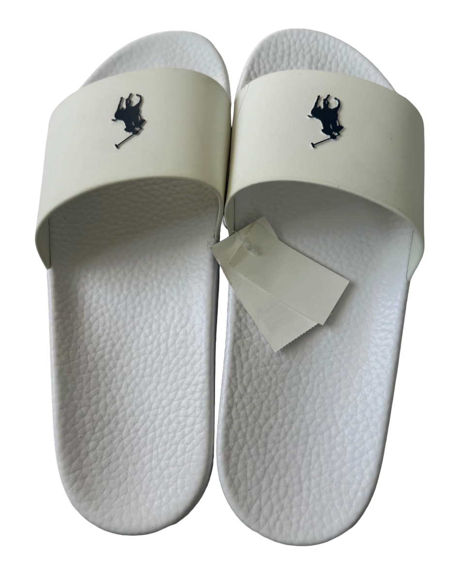 Men's Ralph Lauren Polo Signature Pony Slip On Slides White