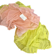 VTG Two s Company Ombre Green- Pink Boho Beach 18"x63" Rectangle Silk Scarf