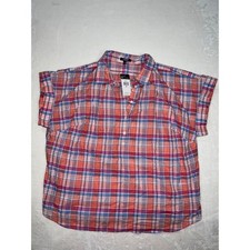 Chaps Plaid Button Up Shirt Women Plus Size 2X Orange Pink Blue Casual