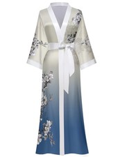 Kihnop Womens Floral Long Kimono Robe Plus Size Long Satin Robe Long Silk Rob...