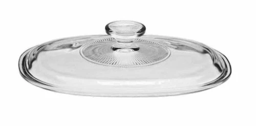 Pyrex Clear Glass Oval DC 1-1/2 C Lid Replacement 11"x8.5" Ribbed GUC