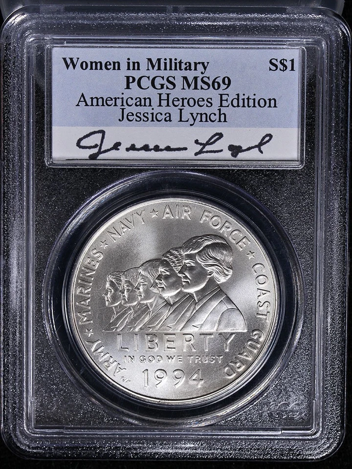 1994 Women Veterans Commemorative Silver Dollar $1 PCGS MS69 Jessica Lynch - Image 3 of 4