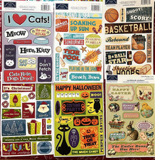 YOU CHOOSE - KAREN FOSTER CARDSTOCK STICKERS HALLOWEEN EASTER CAT XMAS  MORE
