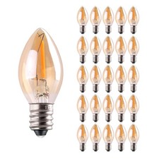 Sphoon C7 LED Night Light Bulb,E12 Candelabra 0.5W 25 Pack, Amber Glass 2200k