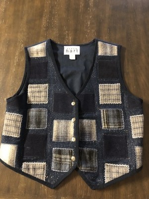 Vintage Keren Hart Size L Patchwork Vest Buttons 100% Cotton