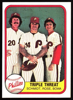 1981 Fleer #NNOa Triple Threat (Mike Schmidt / Pete Rose / Larry Bowa) CPC, ERR