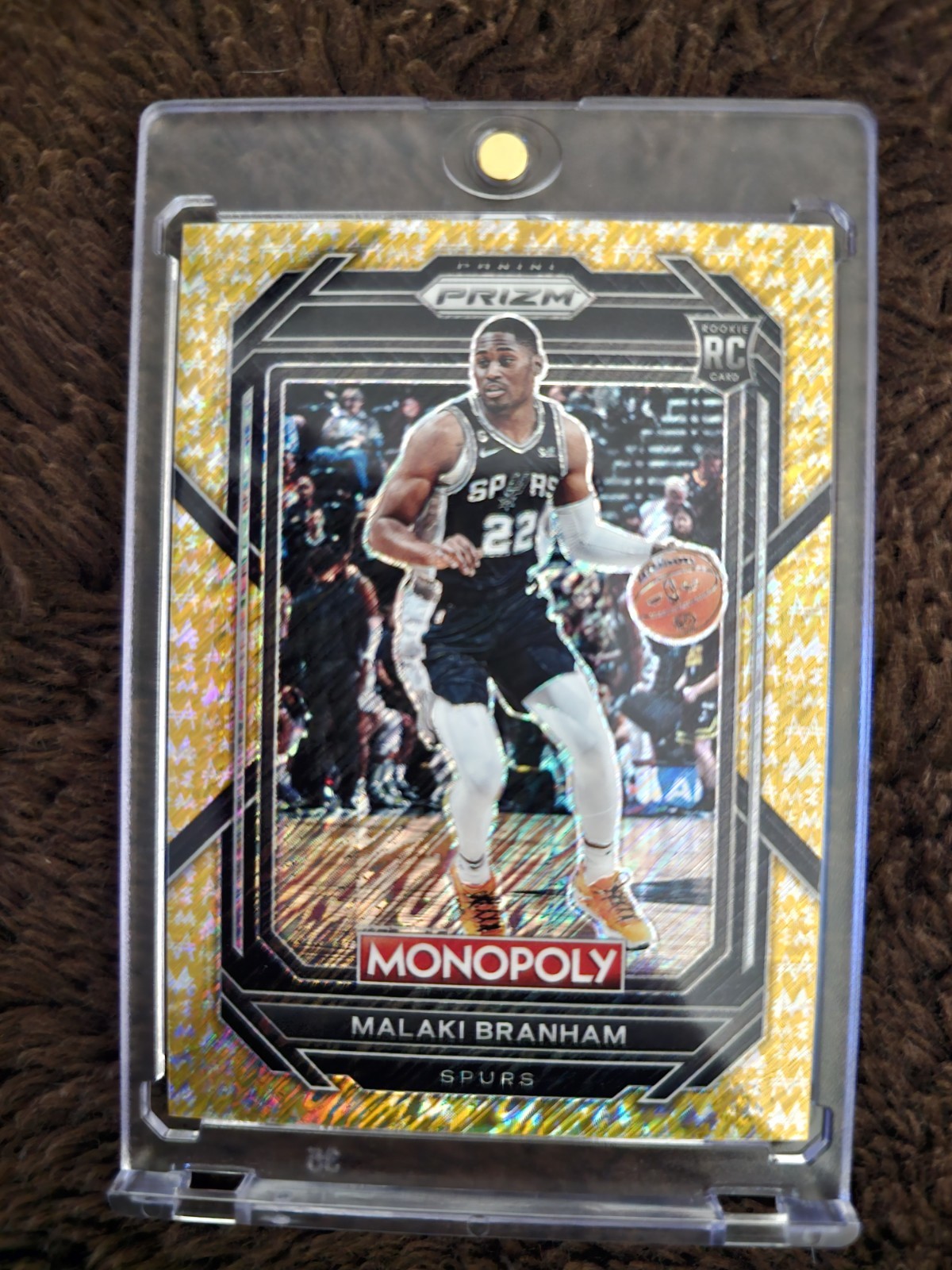 2022-23 Panini Monopoly - Malaki Branham #81 Gold Money Shimmer Prizm /500 (RC)