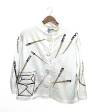 NEW Vintage Michael Simon Chop Suey Artist Sweater Cardigan Art 90s Fun Size 2X