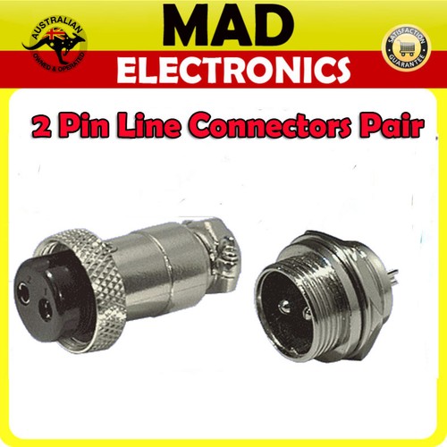 2 Pin Female and Male Plug Chassis Mount Connectors Pair Power Micphone - 第 1/1 張圖片