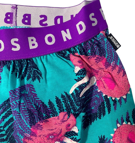 Bonds Kids Sleep Short Set Size 1 ( 12-18 Mths) Cyan With Pink Triceratops Print - Picture 5 of 11