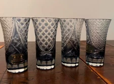 Kiriko Kyo Yuzen Shot Sake Glass - Blue