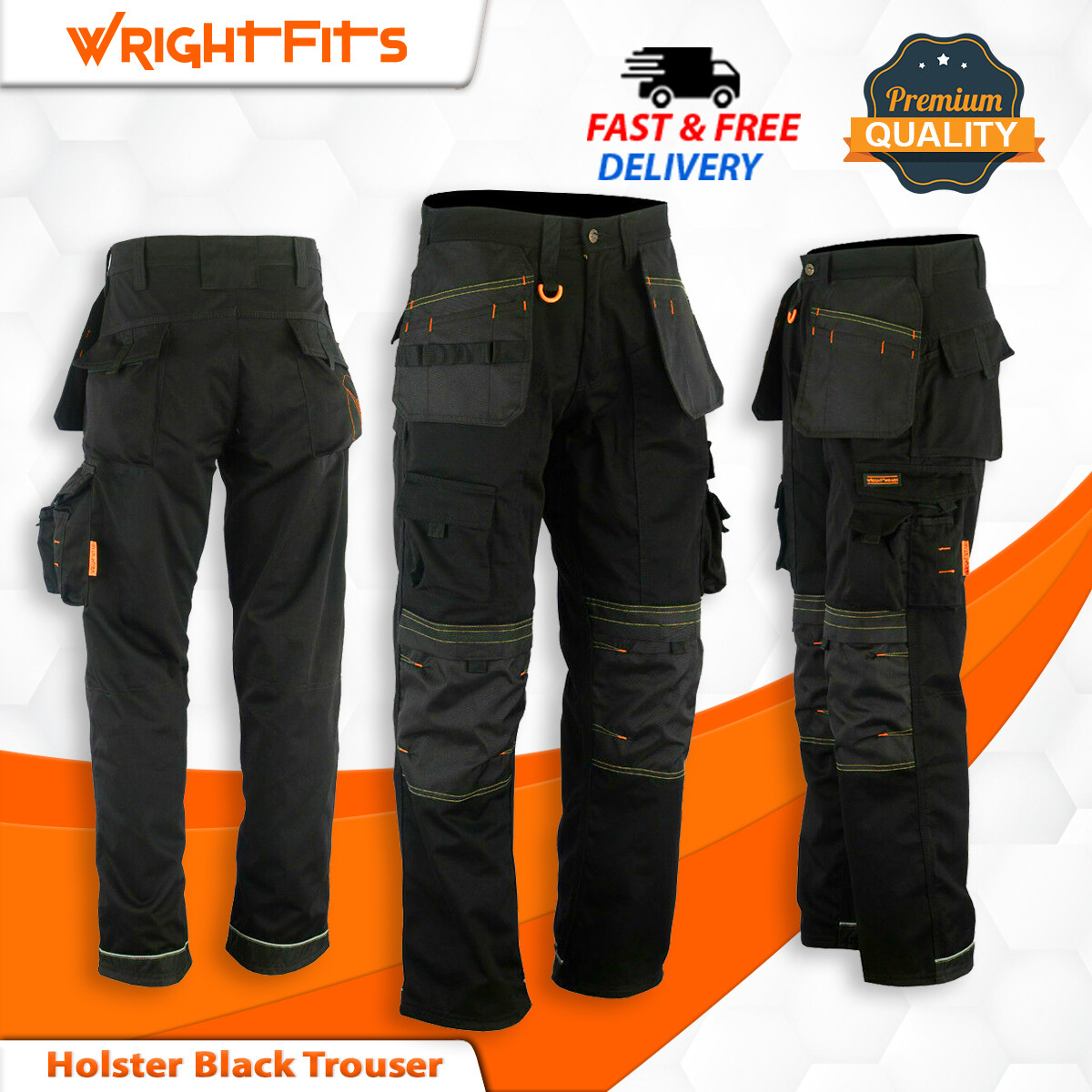 WrightFits Cargo Mens Work Trousers Combat Heavy Duty Knee Pads Pockets -  APBGK