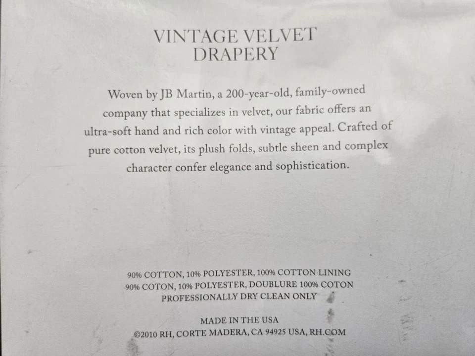 Restauración Hardware Derecha Vintage Terciopelo 1-Cortina Varilla-Bolsillo 50" x 108" Carbón Foto 4 de 4