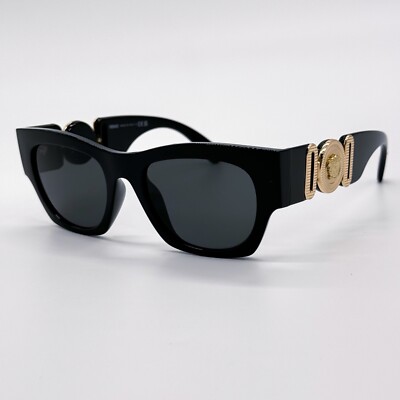 サングラス VERSACE Woman Sunglasses Black 0VE4470B GB1/87 VERSACE VE4470B GB1/87 Sunglasses Black Frame Dark Grey