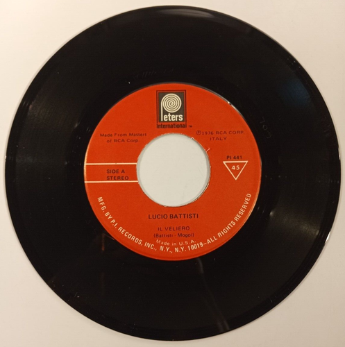 LUCIO BATTISTI - IL VELIERO / RESPIRANDO - 1976 US 7" SINGLE CS, ROCK POP - Imagen 2 de 3
