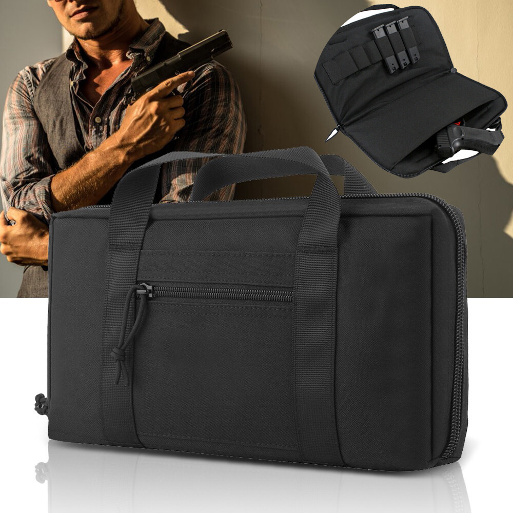 Tactical Double Pistol Case - Lockable Handgun Bag With Magazine Storage