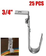 25 Pcs 3/4" J Hook Ceiling Mount Hanger CAT5/CAT6 Network Wire Cable Management