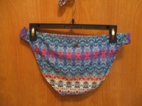 Prana Purple Aquabloom Bikini Swimsuit Large Macrame Geometric Soft Bra Cups L - Picture 10 of 12