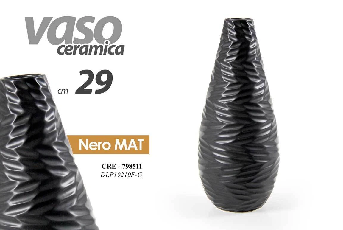 Vaso per piante MYRA Ceramica 80 cm Nero - Leroy Merlin