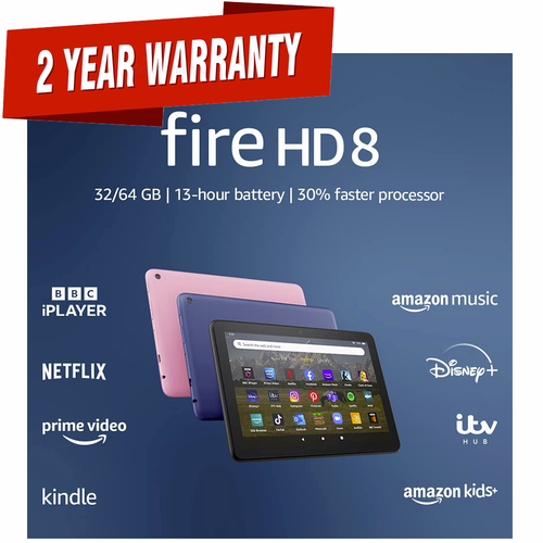 Amazon Fire HD 8 Tablet Latest (12th Gen), 8" HD, 32GB 2 Year