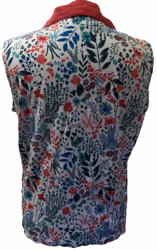 ISLE ESSENTIALS Cotton S/less Collared White Mix Floral Top UK 18-20 - Picture 3 of 5