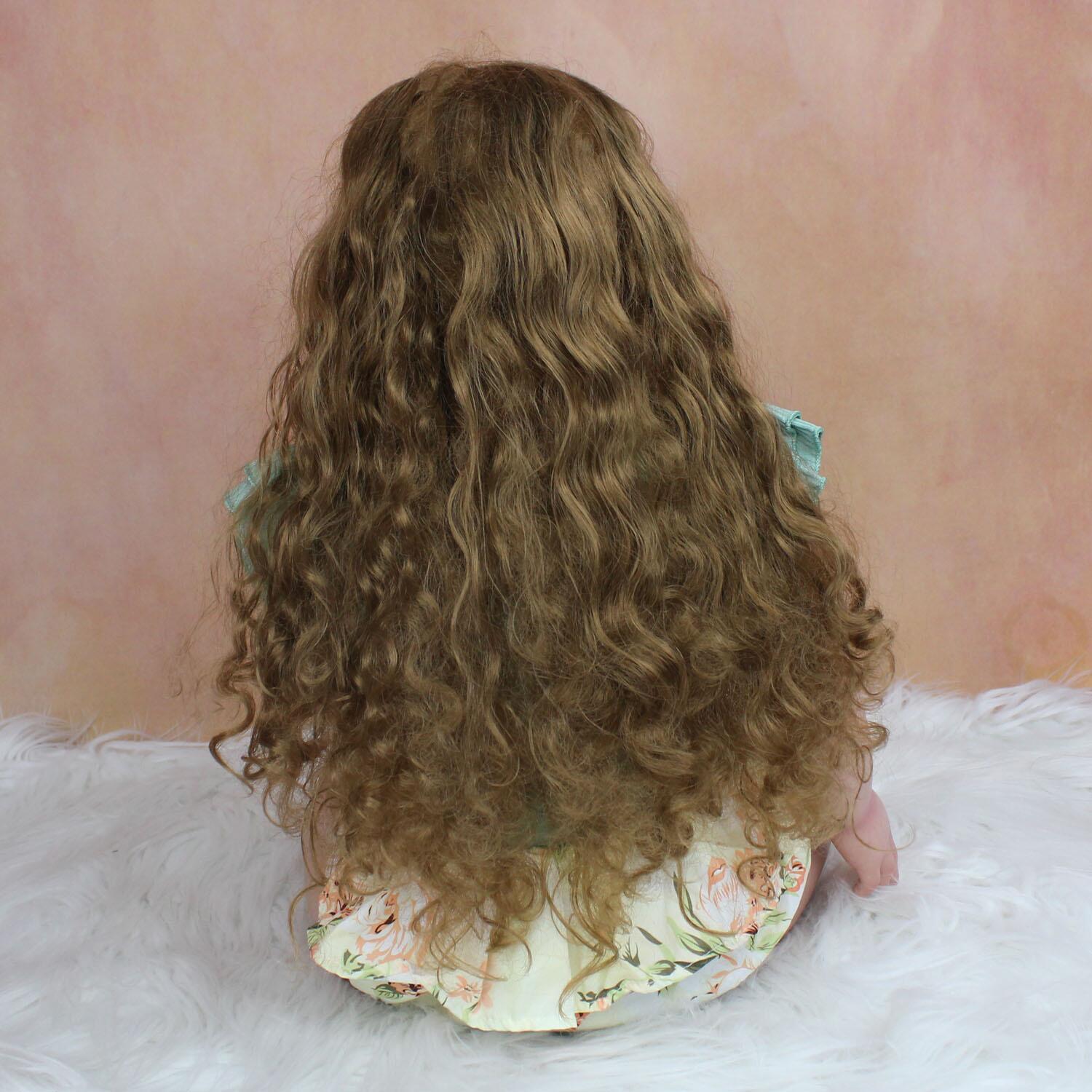 Handmade Gift 27in Reborn Baby Dolls Toddler Girl Rooted Long Hair Cloth Body