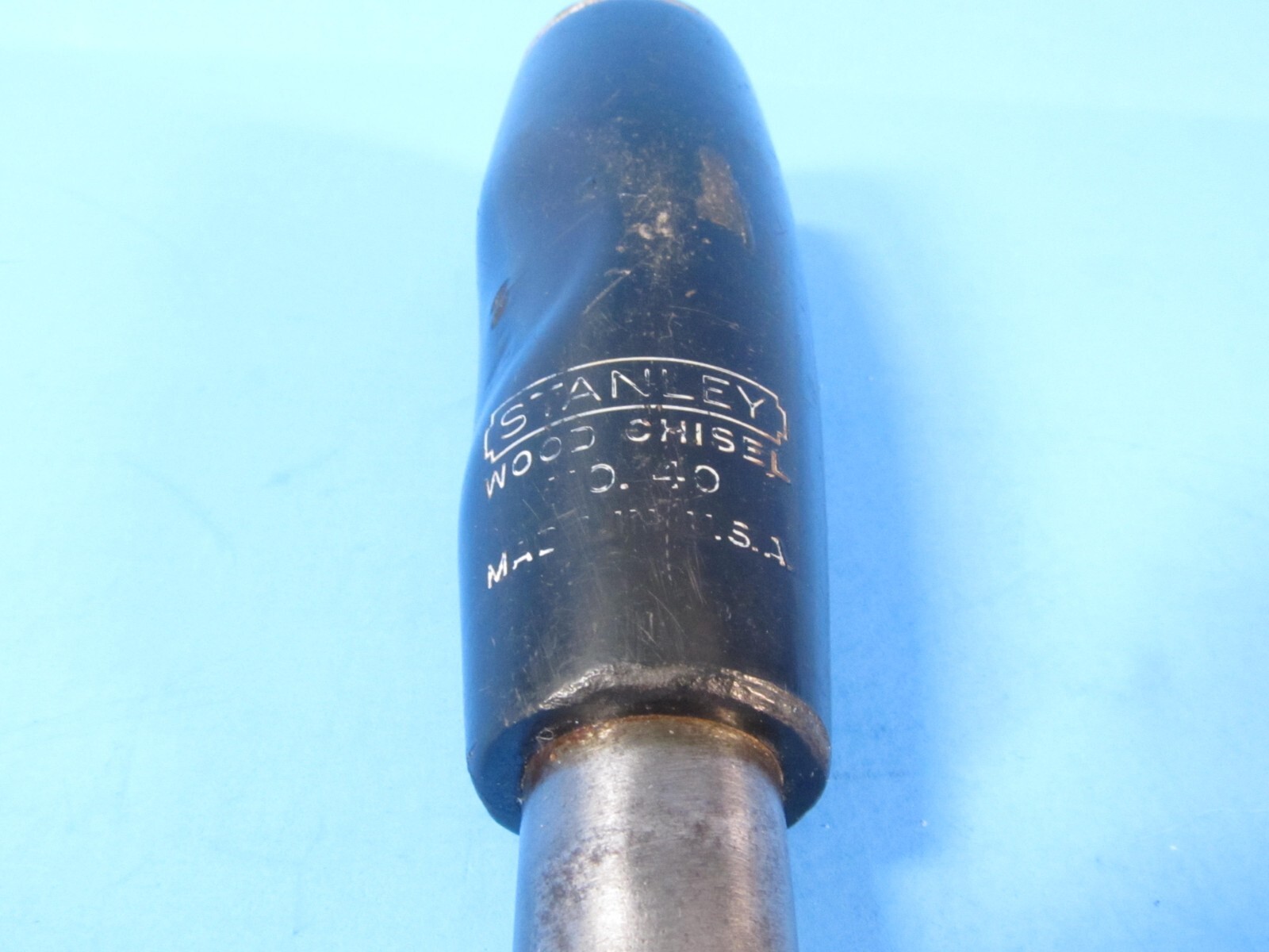 1-1/2" Stanley No 40 everlasting wood chisel w/ black plastic handle & flattened