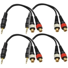 4 Pack Male 1/8" (3.5mm) to Female RCA Patch Cable Adapter Cord for iPhone, iPod