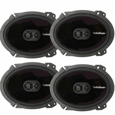 4) Rockford Fosgate P1683 6x8'' 260W 3-Way Car Coaxial Speakers Audio Bundle