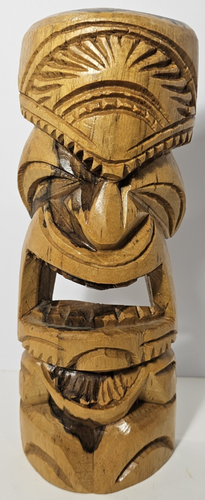 Vintage Tiki Mask Standing Hand Carved Wood Hawaii Polynesian Decor 11 3/4” Tall - Picture 5 of 9