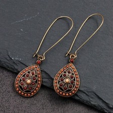 New Boho Water Drop Earrings - Orange and Red