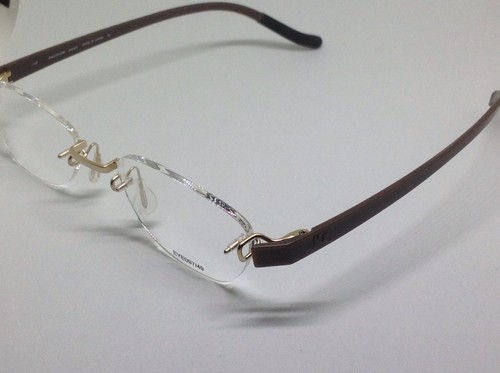KAZUO KAWASAKI MP705 #23 140 BROWN/MATTE GOLD RIMLESS EYEGLASS 097/49 COPPERWOOD - Picture 3 of 12